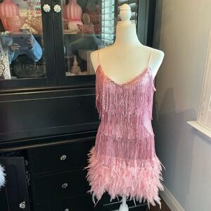 Glamorous Pink Fringe Dress